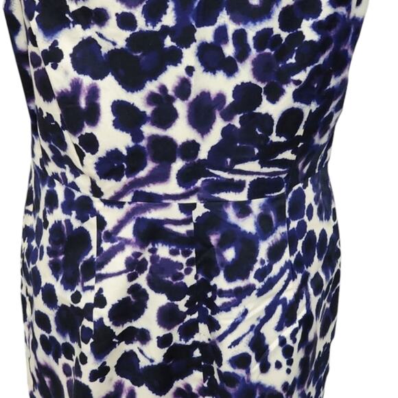 Ann Taylor purple, black, and white watercolor pleated sheath dress size 12 - Picture 7 of 9